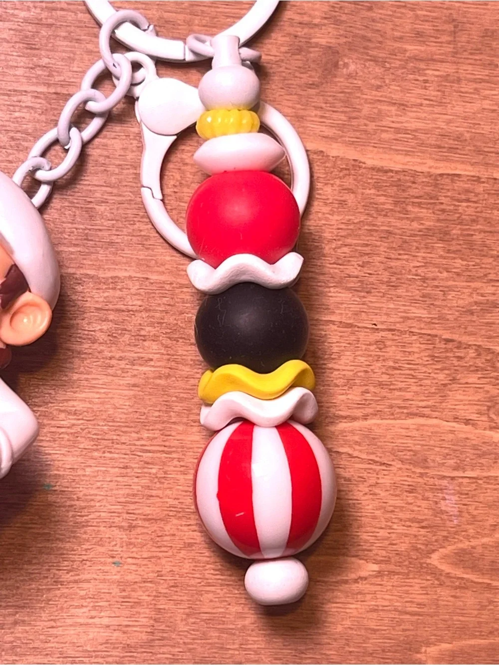 Red Character Key & Card Holder Keychain with Bead Charm